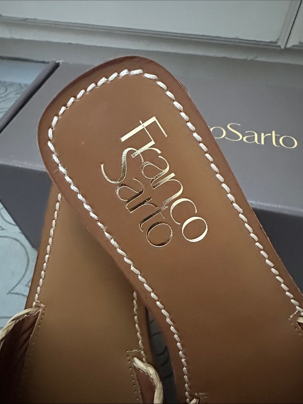 Franco Sarto Tan Raffia Slide - Picture 2 of 6